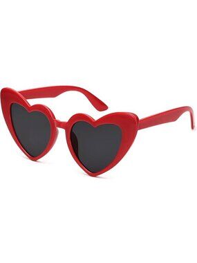 Retro Red Heart Shaped Sunglasses Cat Eye Bold Festival Party UV400